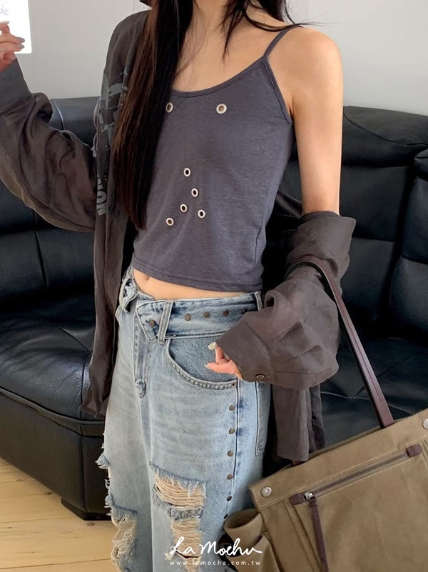 (限量)鉚釘簍空背心